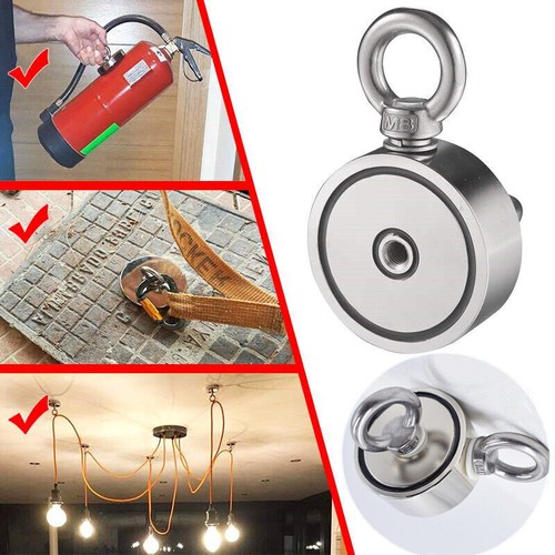 Fishing Magnet Kit Upto 2400 Lbs Pull Force Rope, Carabiner, Threadlocker, Glove - Picture 3 of 47