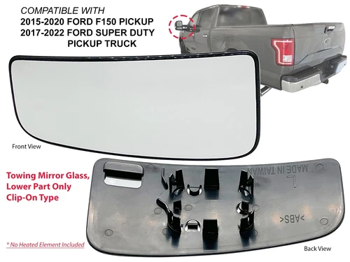Tow Mirror Lower Glass for 2015-2020 Ford F150 2017-2022 SUPER DUTY Driver Side