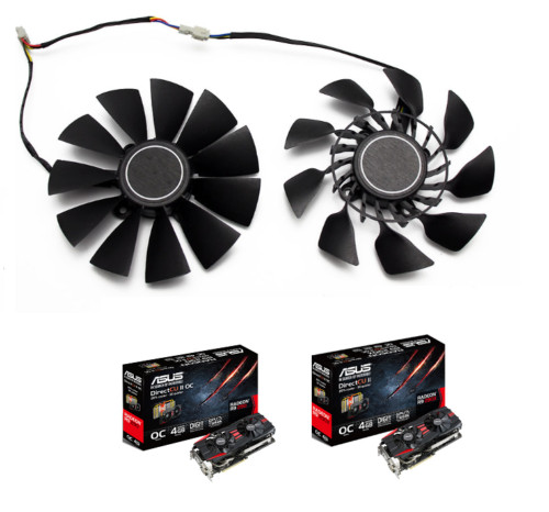 Pair Fans Cooler Fan For ASUS R9 290 290X 290-DC2-4GD5 290X-DC2-4GD5 - Picture 11 of 12