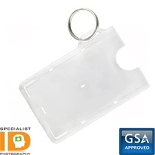 10 Pack - Specialist ID Secure Fuel Card Badge Holders with Keychain - Top Load