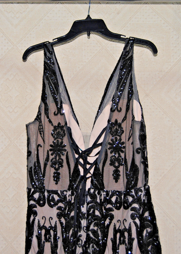 Women's V-Neck Sequins Sleeveless Lace-Up Mermaid Evening Dress Size 18 T2393 - Picture 13 of 21