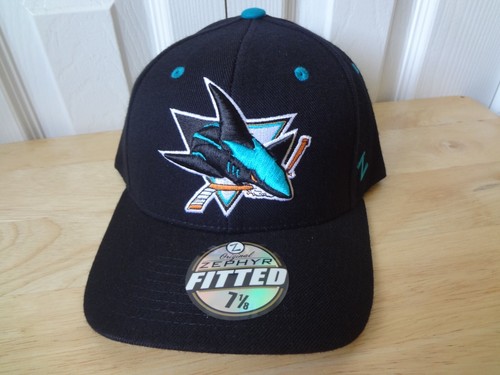 Vintage NHL San Jose Sharks Puffy LOGO Fitted 7 1/8 Hat Zephyr NEW NWT