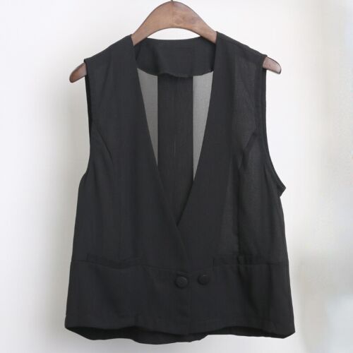 Gilet En Chiffon Pour Femmes Décontracté Sans Manches Veste Lâche Tops En Maille - Foto 14 di 14