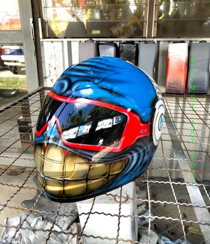 CUSTOM SMILING FACE MOTORCYCLE HELMET - Picture 5 of 12