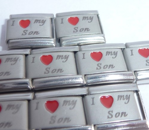 I LOVE MY SON Italian Charm - Red Heart 9mm fits Classic Bracelets E406 Boy - Picture 9 of 11