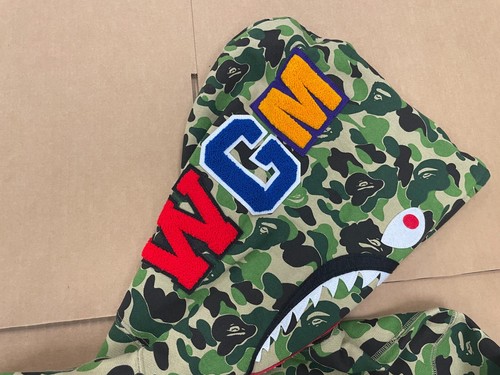 A BATHING APE BAPE GREEN ABC CAMO FULL ZIP SHARK HOODIE SZ 3XL - Picture 2 of 5