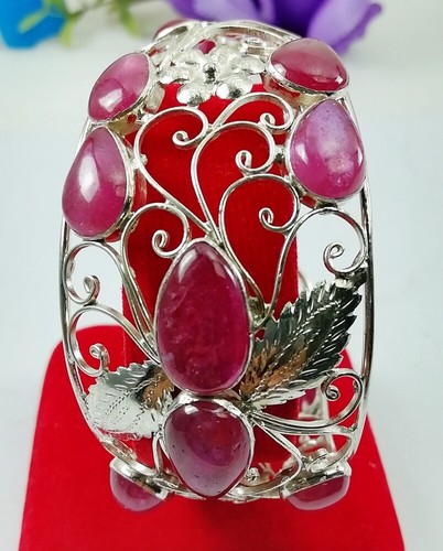 Thai Bracelet Ruby 925 silver sterling natural Gem Handmade lovely Fine Jewelry - Picture 4 of 11