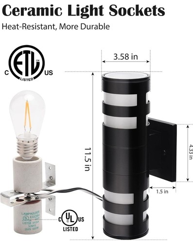 JACKYLED Round Outdoor Wall Sconce Waterproof, ETL Certified Light Fixture -NEW - Picture 3 of 5