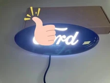 9 inch White LED Static Light Grille or Tailgate Emblem Badge For Ford Black