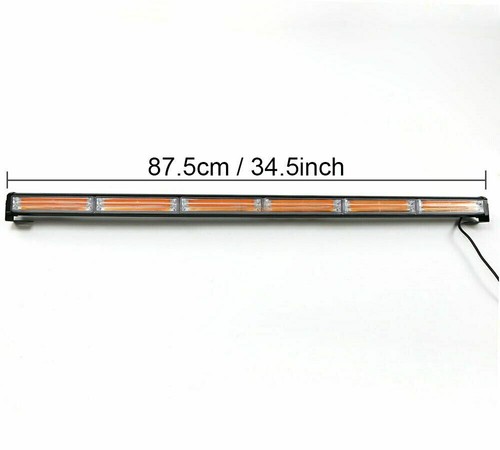 Barre lumineuse stroboscopique LED 12V Orange 90cm 9 Modes Flash Balise Urgence - Afbeelding 2 van 6