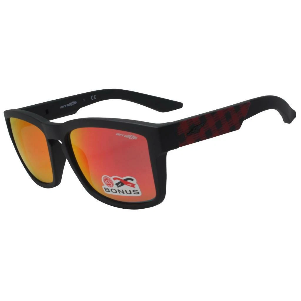 Arnette AN 4220 23466Q Turf Matte Black Frame Red Mirror Lens Mens Sunglasses