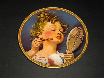 1984 Norman Rockwell Making Belive at the Mirror Knowles Collectors Plate New