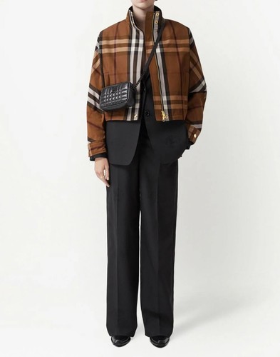 BURBERRY AYTON CHECK PATTERN ZIP-UP JACKET GIUBBOTTO GIACCA DONNA 8059672 - Imagen 2 de 5