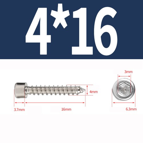 M2-M6 Allen Hex Hexagon Socket Cap Round Head Self Tapping Wood Screw Nickel - Picture 48 of 71
