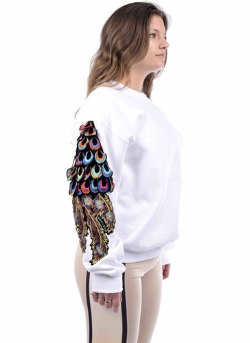 RAGYARD Peacock Sweatshirts Woman's Organic Cotton Psychedelic Peacock Sweat - Picture 20 of 22