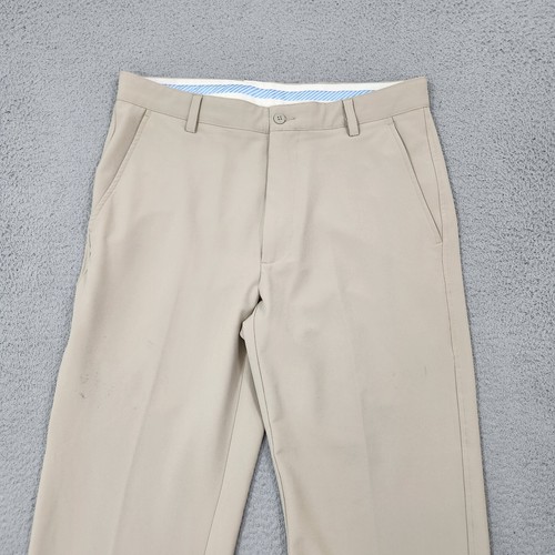 Footjoy Pants Mens 32x32 Beige Flat Front Straight Leg Casual Dress Golf *Spots* - Picture 2 of 13