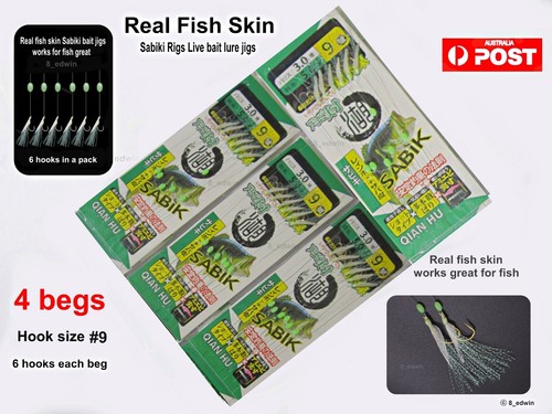 Sabiki Bait Jig Real fish skin size #8 #9 Hook Yakka Herring mackerel Yellowtail - Picture 9 of 29
