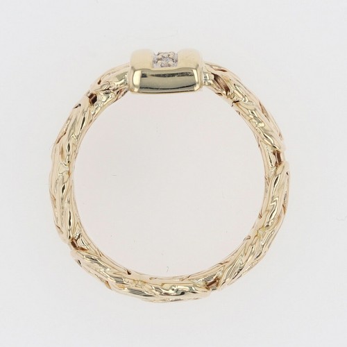 .05ctw Round Cut Diamond Byzantine Link Pattern Ring 14k Yellow Gold Size 8 - Picture 6 of 6