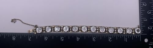 Bracciale argento sterling strass art deco pavè ghiaccio vintage non firmato Eisenberg - Foto 5 di 13