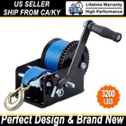 3200lbs Polyester Strap 2 Gear Hand Winch Hand Crank Gear Winch ATV Boat Trailer