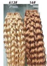 22" Curly invisible Double Drawn Hole Weft 100% Virgin Human Hair Extension 100g