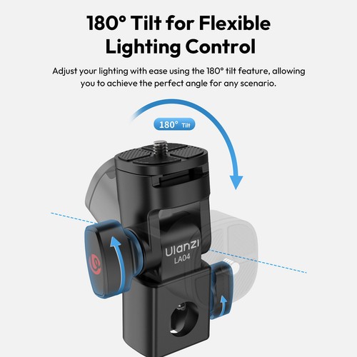 Ulanzi LA04 Light Stand Mount Adapter w/ 1/4" Screw Mount 180° Angle-Adjustable - Picture 7 of 12