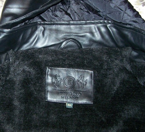 Neu mit Etikett Emporio Milano Herren XXL schwarz Kapuze Leder durchgehender Reißverschluss Jacke Mantel exklusiv - Bild 3 von 18