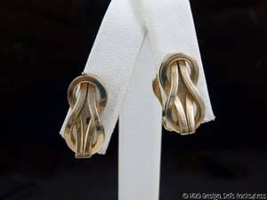 Vintage-Brookcraft-Double-Slip-Knot-Gold-Plated-Earrings-Clip