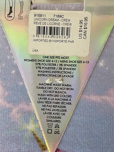Living Royal Crew Socks Unicorn Dream New One Size Fantasy - Picture 3 of 5