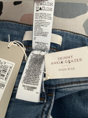 PER UNA M&S WOMENS SKINNY HIGH WAISTED ANKLE GRAZER JEANS Size 14 Long Bnwt - Bild 10 von 10