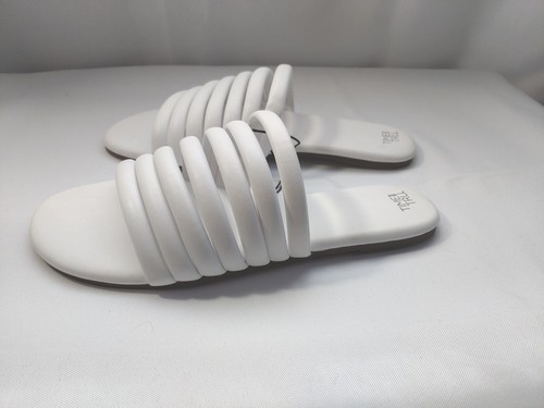 Time and Tru Women's White Multi-Band Slide Flat Casual Sandals SIZE 9 NEW - Picture 8 of 9