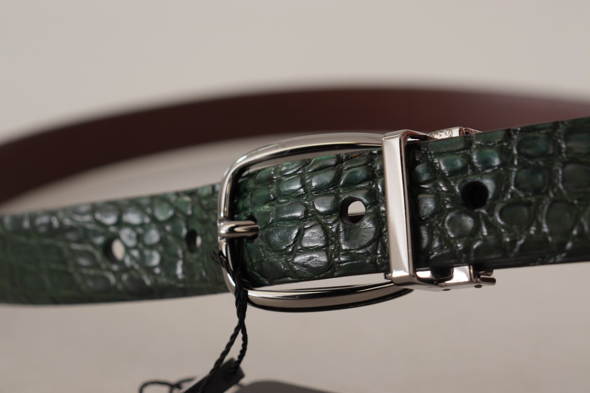 DOLCE & GABBANA Belt Green Exotic Leather Silver Buckle s  display picture 2
