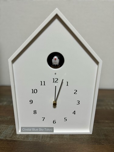 Cuckoo Clock Lemnos Birdhouse Wood White NY16-12 WH Designed & Made in Japan - Picture 2 of 15
