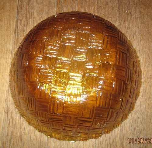 Marigold Basket weave Carnival Glass Bowl b64 - Picture 3 of 4
