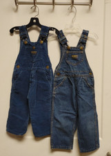 Vintage Oshkosh B  Gosh Overalls Vest Back Sz 2T 3T LOT 2 Blue US Made