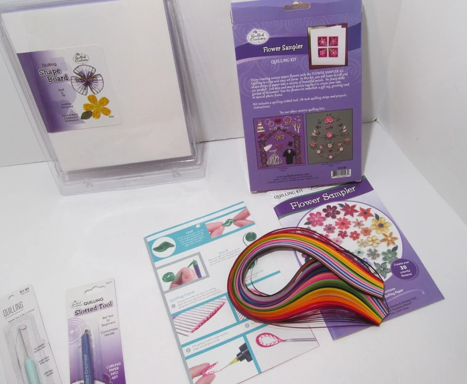 Tablero con forma de quilling, kit - muestreador de flores, herramienta ranurada y herramienta de aguja Foto 4 de 4