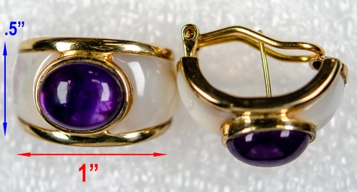 Kylo Gold Vermeil Sterling Amethyst Omega Clip Back Ohrringe