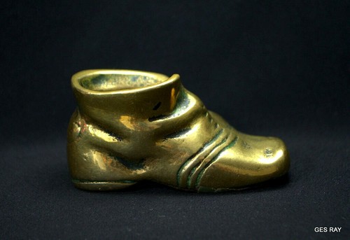 Zapato soporte palillos de dientes vintage de latón dorado miniatura Astray Matchings - Imagen 4 de 6