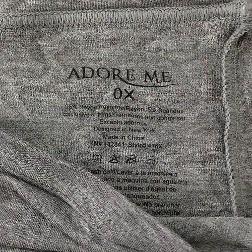 Adore Me Women's Plus Size 0X Heather Gray Ethel Shortie New - Picture 2 of 5