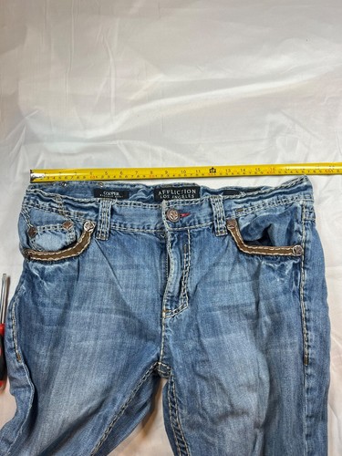 36x32 Affliction Mens Jeans Cooper Relaxed Boot Cross Patches Blue Wash Y2K LA - 第 7/24 張圖片