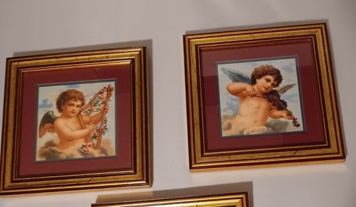Menge 3 Vintage Home Interieur Cherubs gerahmte Drucke - Bild 2 von 9