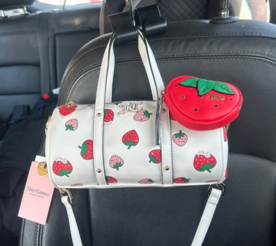 #ad #ad New Juicy Couture Sweet and Juicy Mini Strawberry Barrel Bag Purse White Red