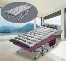 NAIZEA Rollaway Guest Bed & Pad Folding Cot Heavy Duty For Men Women Sleeping