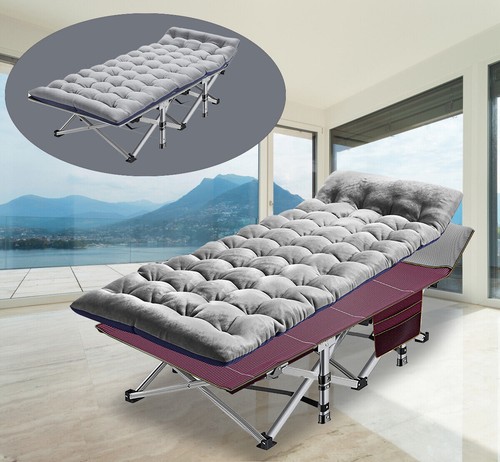 NAIZEA Rollaway Guest Bed & Pad Folding Cot Heavy Duty For Men Women Sleeping - Picture 1 of 19