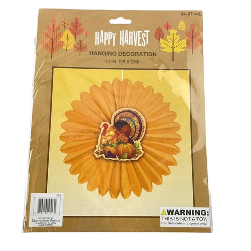 Momentum Brands Thanksgiving Hanging Decor 1 Scarecrow 6 Pumpkins 1 Turkey - Picture 6 of 7