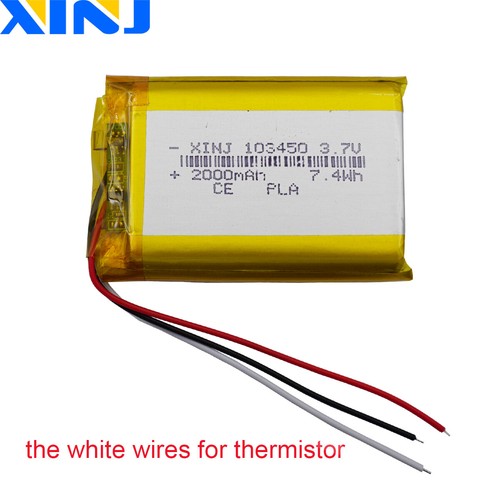 3.7V 2000mAh 7.4Wh Rechargeable Li-polymer Li Battery 103450 Thermistor 3-Wires - Picture 1 of 5