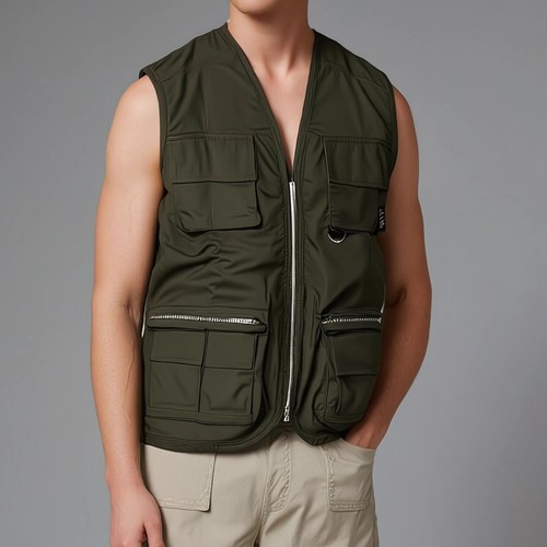 Chaqueta de bolsillo para hombre chaleco utilitario de combate caqui XL PRECIO DE VENTA SUGERIDO POR EL FABRICANTE 45 £ Boohoo chaleco para hombre - Imagen 7 de 7