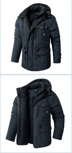 Men's Warm Winter Parka Fleece Coat Thick Padded Hooded Outdoor Jacket Casual - Bild 16 von 27