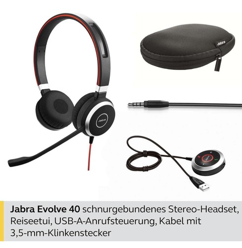 Jabra Evolve 40 MS Stereo Kopfhörer - Schwarz