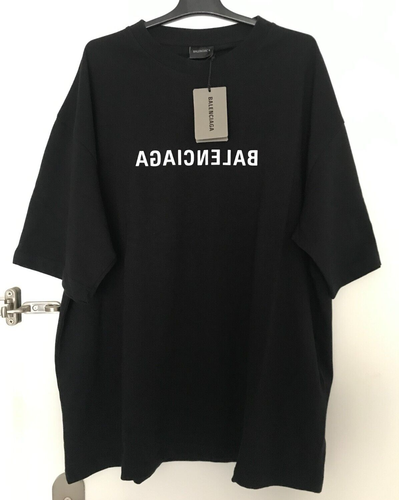 Balenciaga Black Mirrored, Reverse Logo T Shirt Size: XL Made In Portugal NWT
